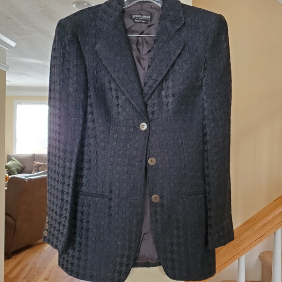 Giorgio Armani Jackets & Blazers - Giorgio Armani Black Houndstooth Loose Fitting Trendy Blazer size 38